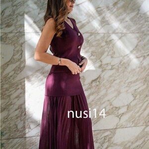 Zara Burgundy Maxi Fit and Flare Skirt for Cocktail